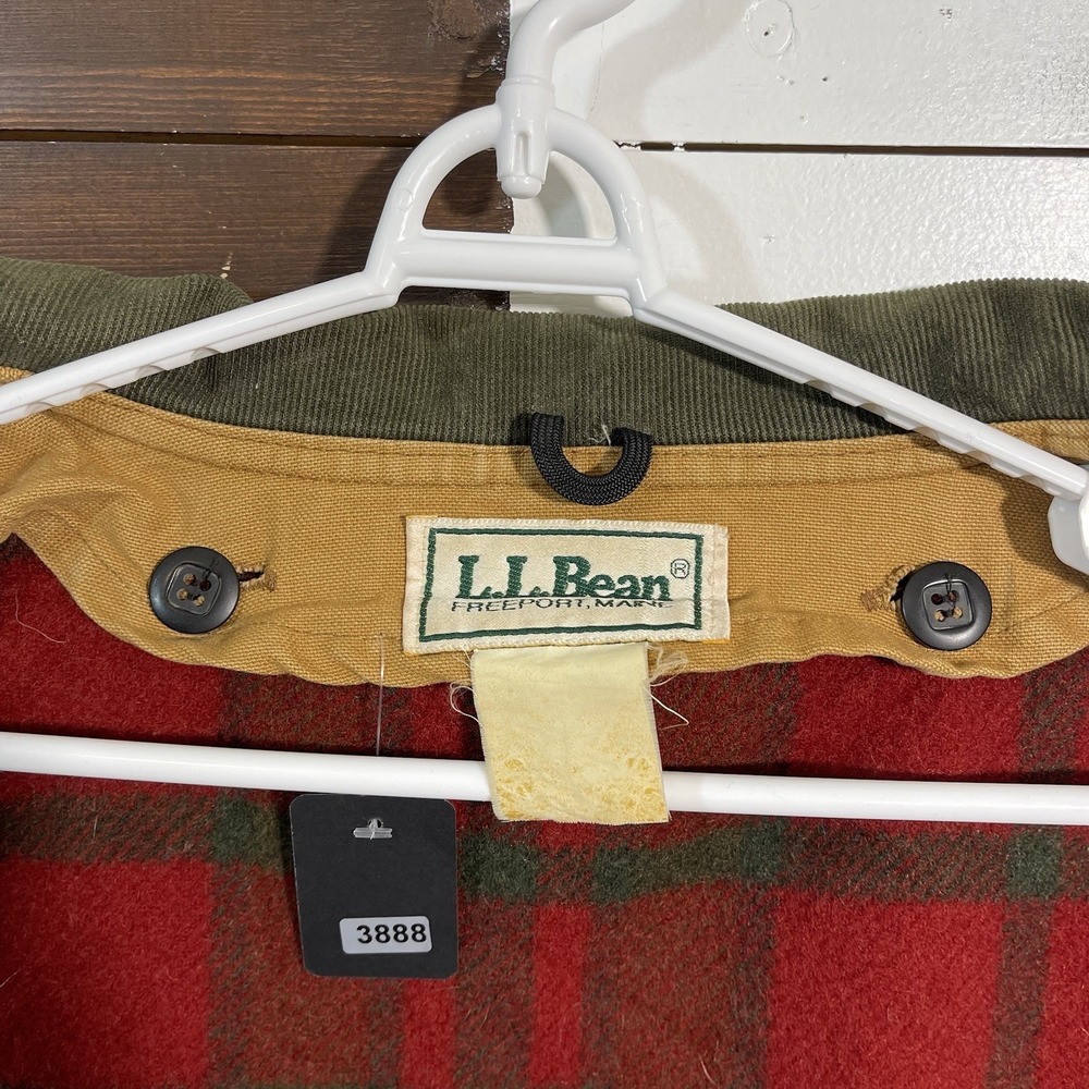 Vintage 80s LL Bean Womens Large Oversized‎ Jacket Canvas Plaid Chore Jacket - Picture 5 of 12